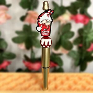 Christmas Coffee Design with You Serious Clark and Santa Hat Handmade Beaded Pen